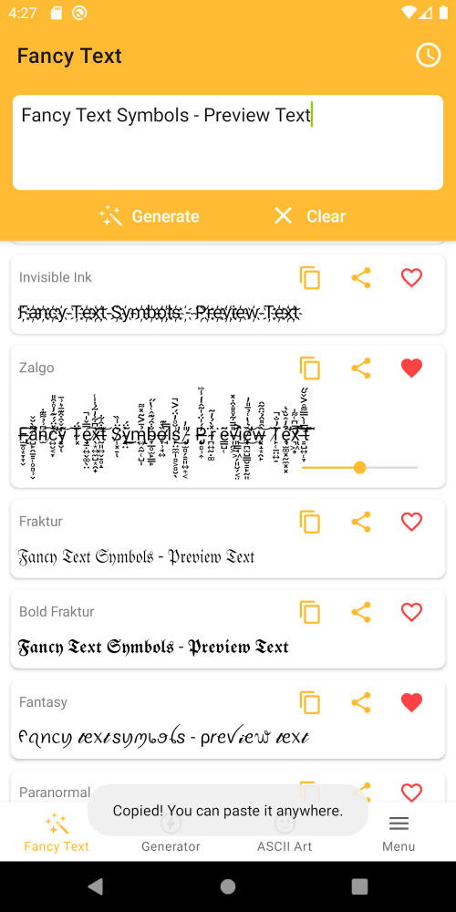 Fancy Text Symbols