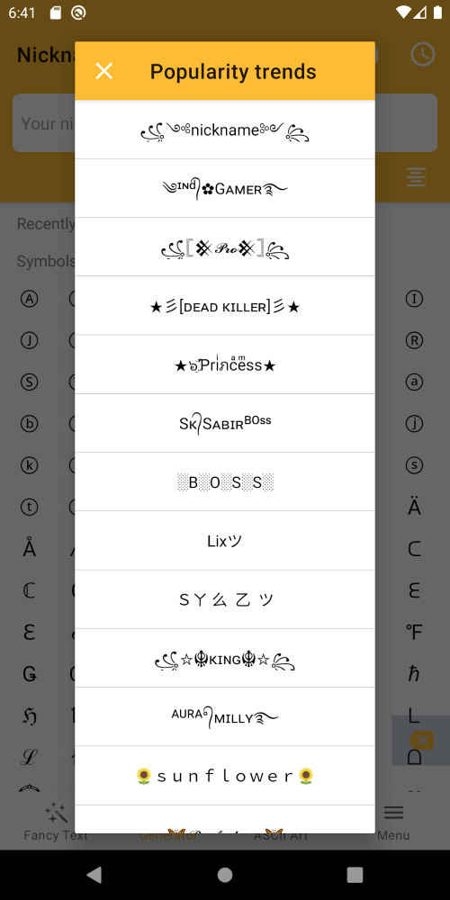 Fancy Text Symbols