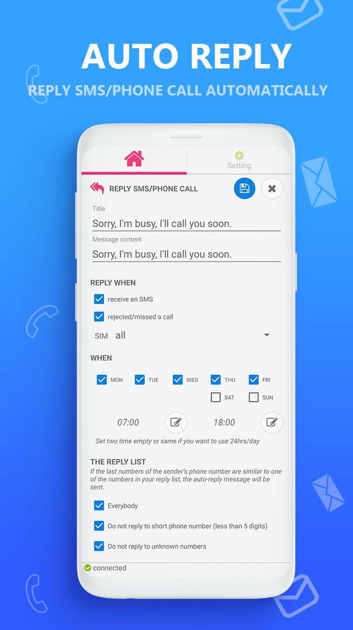 AUTO MESSAGE send & reply SMS