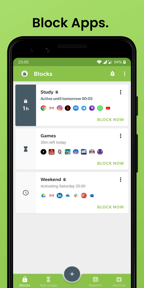 Block Apps: Digital Wellbeing