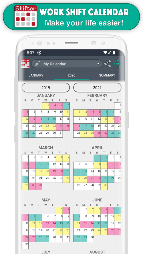 Work Shift Calendar