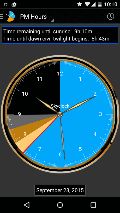 Skyclock – know sunrise/sunset