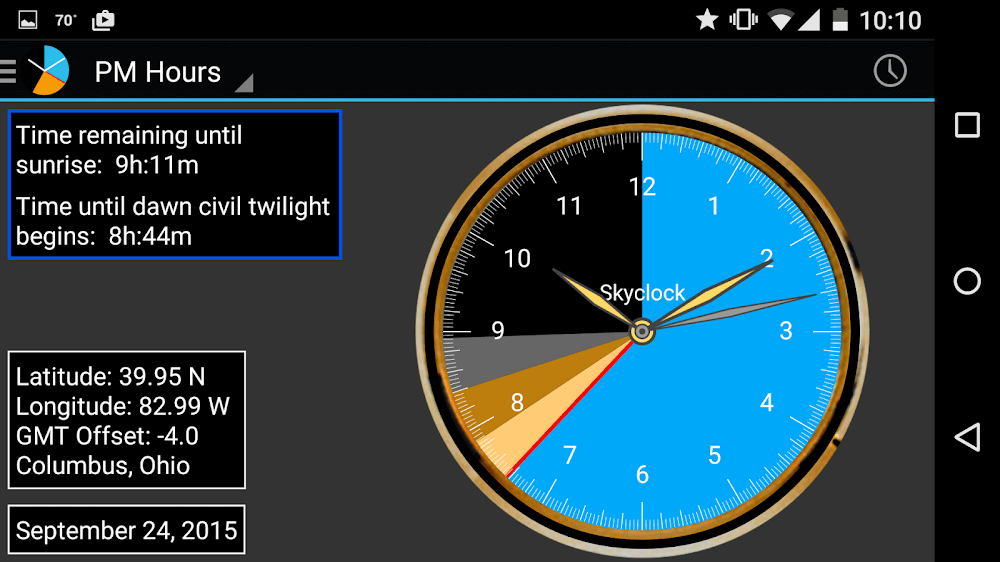 Skyclock – know sunrise/sunset