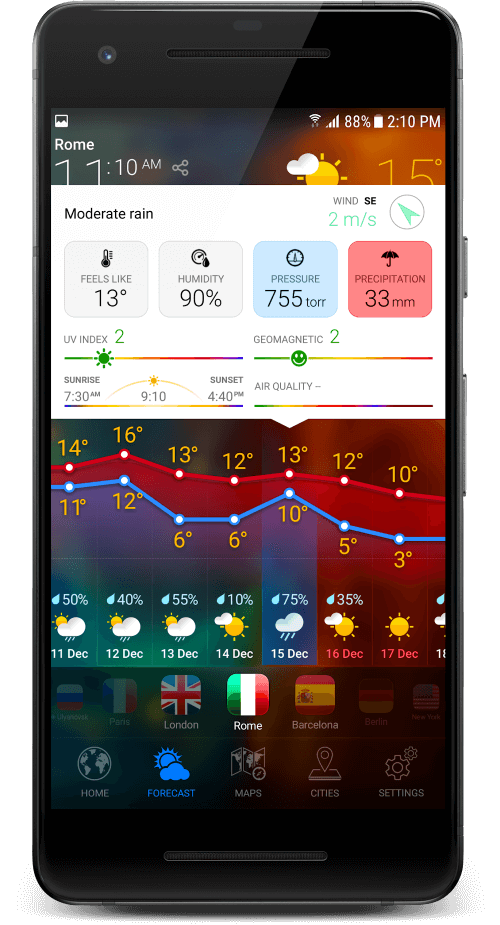 3D EARTH PRO – local forecast