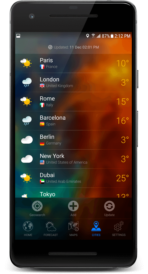3D EARTH PRO – local forecast