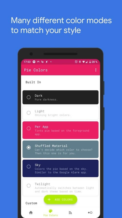 Pie Controls Gestures