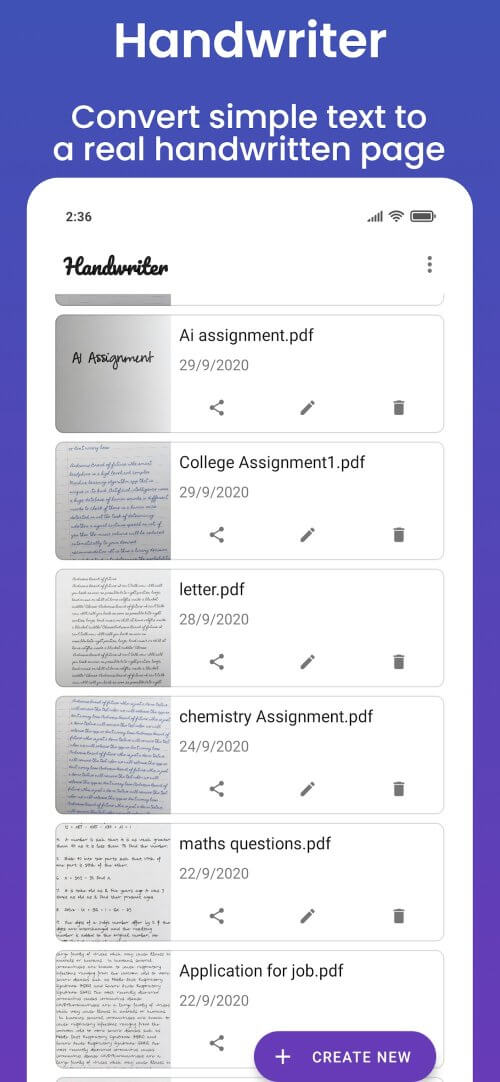 Handwriter: text to assignment