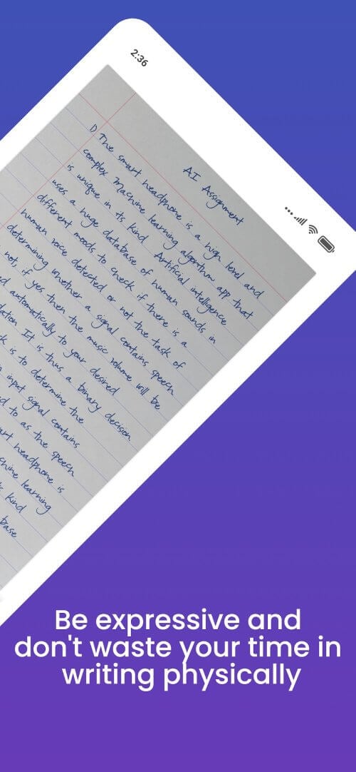 Handwriter: text to assignment