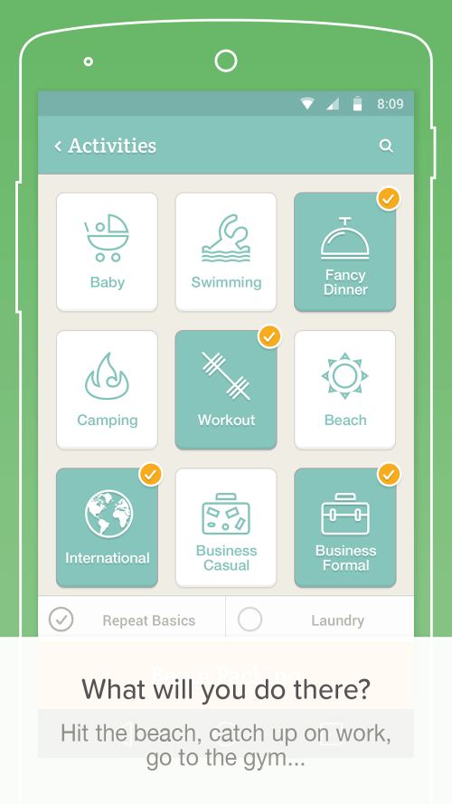 PackPoint travel packing list