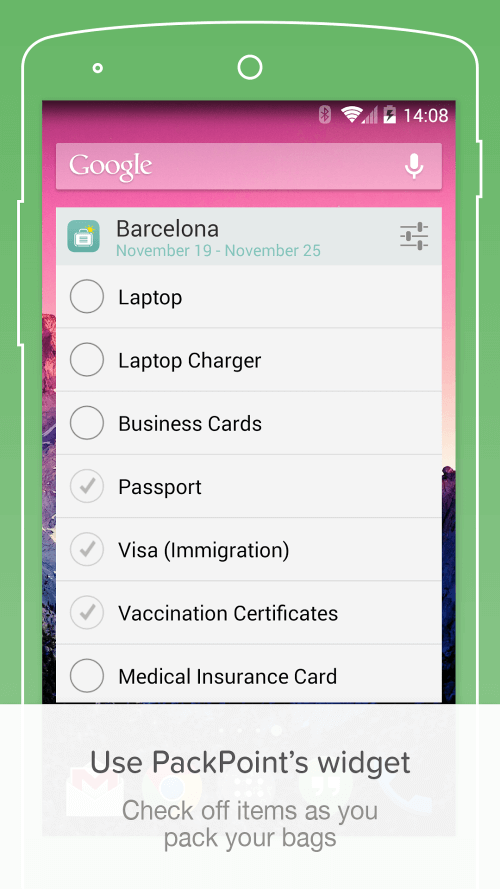 PackPoint travel packing list